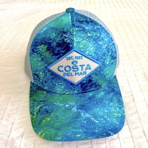 Costa Del Mar Blue Camo Grey Mesh Adjustable Trucker Hat